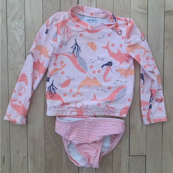 Cat & Jack Swim 2 Swimsuits W Rash Guards Mermaids And Lemons Cat Jack And Carters 2t Poshmark